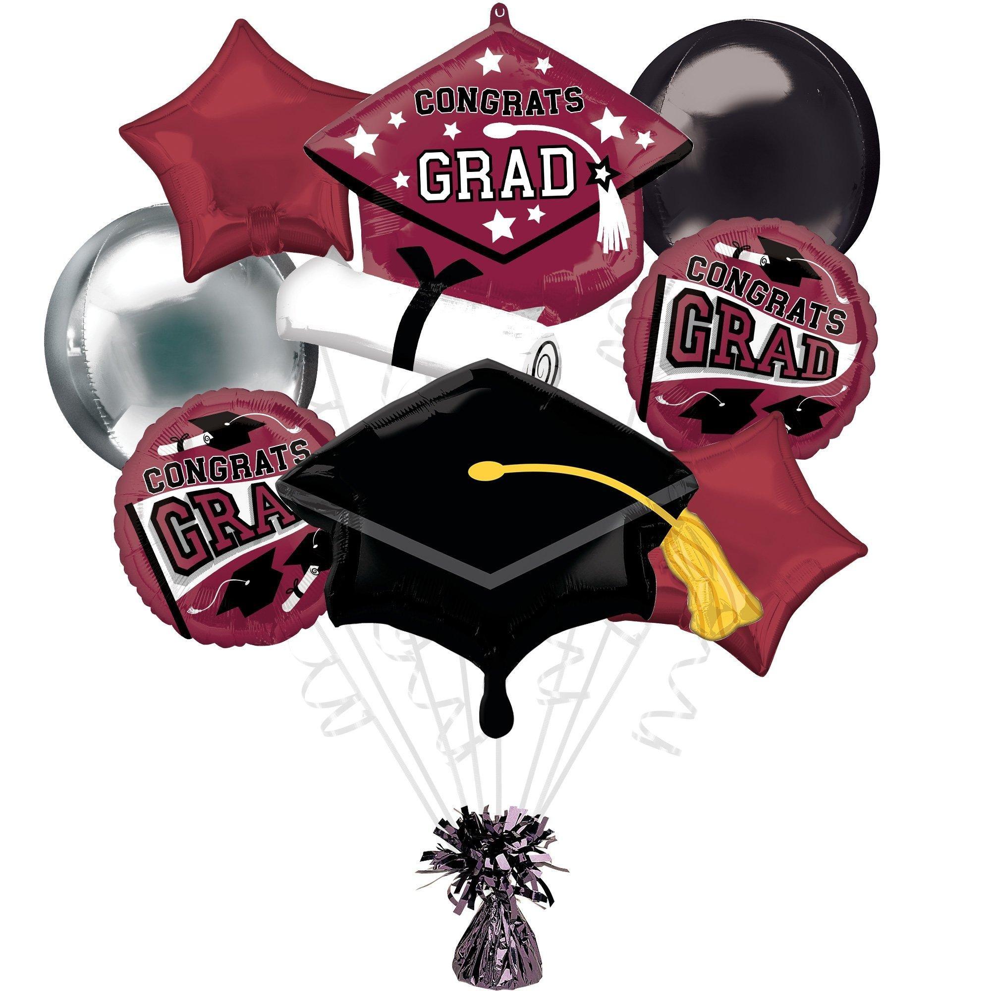 Maroon Congrats Grad Foil Balloon Bouquet - True to Your School